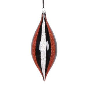 Vickerman MT2210310 - 7 inch Black Glitter Teardrop Christmas Ornament - 4 Pack