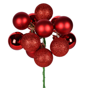 Vickerman N192503 12" Red Ball Ornament Pick 4/Bg