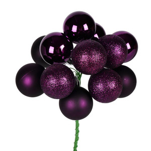 Vickerman N192526 12" Plum Ball Ornament Pick 4/Bg