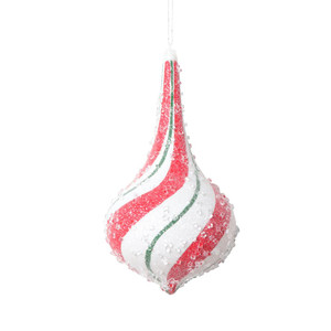 Vickerman MT2215380 8" Red Green Swirl Drop Ornament 2/Bag