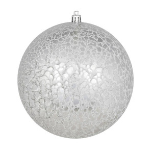 Vickerman N195807D 8" Silver Crackle Ball Ornament
