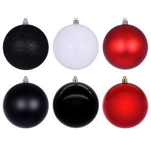 Vickerman N220151 - 2.4 inch Red, White & Black Ball Christmas Ornament Set - 18 Pack