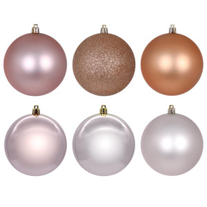 Vickerman N220161 - 2.4 inch Rose Gold, Cafe Latte & Oat Ball Christmas Ornament Set - 18 Pack