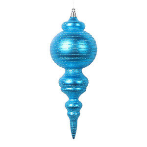 Vickerman MT224512 - 10 inch Turquoise Matte Finial Christmas Ornament - 2 Pack