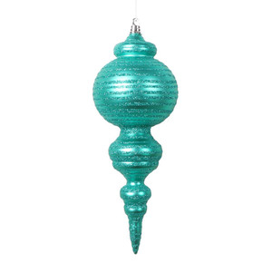  Vickerman MT224542 10" Matte Teal Finial Ornament 2/bag 