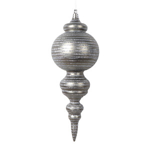 Vickerman MT224587 10" Matte Pewter Finial Ornament 2/bag