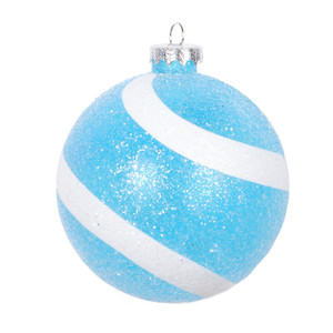 Vickerman MT228532 4" Light Blue/Wht Sugar Gliter Ball 4/Bg