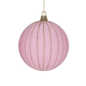 Vickerman MT229179 4" Light Pink Round Ornament 3/Bag