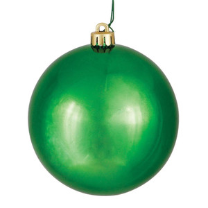 Vickerman N590704DSV - 2.75 inch Green Shiny Ball Outdoor Christmas Ornament - 12 Pack