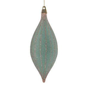 Vickerman MT229742 - 7 inch Light Green Glitter Teardrop Christmas Ornament - 3 Pack