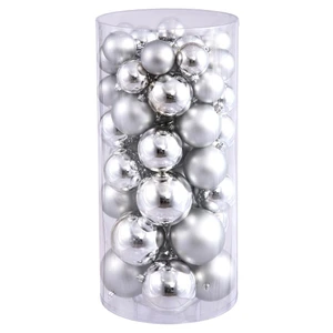 Vickerman N112407A - 2.4-3-4 inch Silver 4-Finish Ball Christmas Ornament - 50 Pack