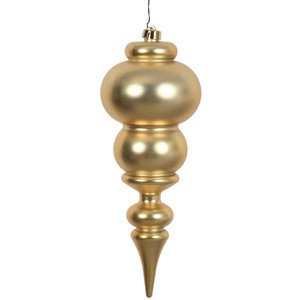 Vickerman N150608DMV - 14 inch Gold Matte Finial Outdoor Christmas Ornament