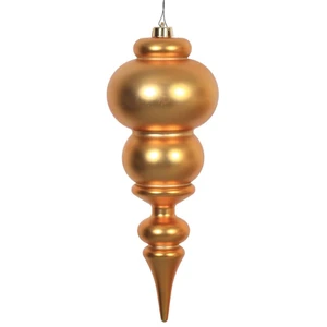 Vickerman N150630DMV - 14 inch Antique Gold Matte Finial Outdoor Christmas Ornament
