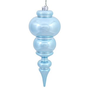 Vickerman N150632DSV - 14 inch Baby Blue Shiny Finial Outdoor Christmas Ornament