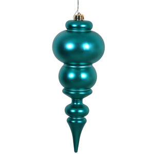 Vickerman N150642DMV - 14 inch Teal Matte Finial Outdoor Christmas Ornament