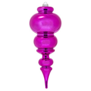 Vickerman N150670DSV - 14 inch Fuchsia Shiny Finial Outdoor Christmas Ornament