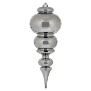 Vickerman N150687DSV - 14 inch Pewter Shiny Finial Outdoor Christmas Ornament