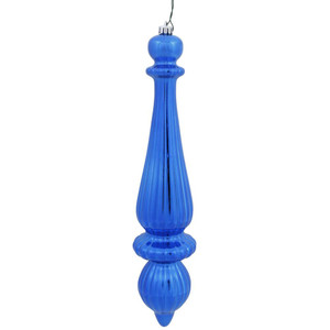 Vickerman N150802DSV - 14 inch Blue Shiny Finial Outdoor Christmas Ornament - 2 Pack