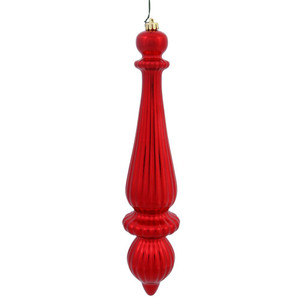 Vickerman N150803DSV 14" Red Shiny Finial Drop UV Dril 2/Bg