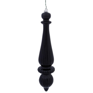 Vickerman N150817DSV 14" Black Shiny Finial Drop UV Dril 2/Bg
