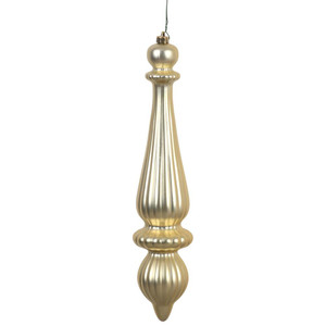 Vickerman N150838DMV - 14 inch Champagne Matte Finial Outdoor Christmas Ornament - 2 Pack