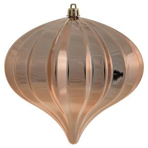 Vickerman N151258DSV - 5.7 inch Rose Gold Shiny Onion Outdoor Christmas Ornament - 3 Pack