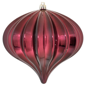 Vickerman N151265DSV - 5.7 inch Burgundy Shiny Onion Outdoor Christmas Ornament - 3 Pack