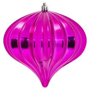 Vickerman N151270DSV - 5.7 inch Fuchsia Shiny Onion Outdoor Christmas Ornament - 3 Pack