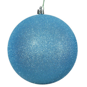 Vickerman N590812DG 3" Turquoise Glitter Ball Drilled 12/Bag