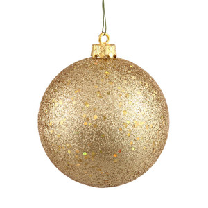 Vickerman N591008DQ 4" Gold Sequin Ball Drilled 6/Bag