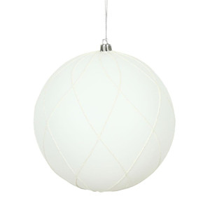  Vickerman N170711D 6" White Matt Glitter Swirl Ball 3/Bx 