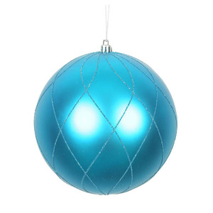 Vickerman N170712D 6" Turquoise Matt Glitt Swirl Ball 3/Bx