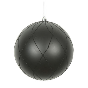 Vickerman N170717D - 6 inch Black Glitter Ball Christmas Ornament - 3 Pack