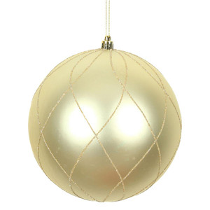  Vickerman N170738D 6" Champagne Matt Glitt Swirl Ball 3/Bx 