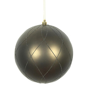  Vickerman N170784D 6" Gunmetal Matt Glitt Swirl Ball 3/Bx 