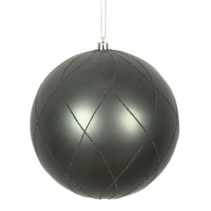 Vickerman N170787D - 6 inch Pewter Glitter Ball Christmas Ornament - 3 Pack