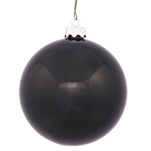 Vickerman N591017DSV 4" Black Shiny Ball UV Drilled 6/Bag