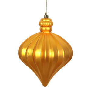 Vickerman N175830D - 6 inch Antique Gold Matte Onion Christmas Ornament - 4 Pack