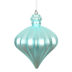 Vickerman N175832D - 6 inch Baby Blue Matte Onion Christmas Ornament - 4 Pack