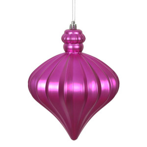 Vickerman N175870D - 6 inch Fuchsia Matte Onion Christmas Ornament - 4 Pack