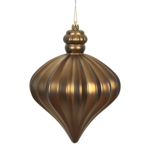 Vickerman N175876D - 6 inch Mocha Matte Onion Christmas Ornament - 4 Pack