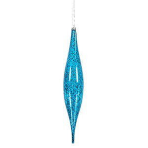 Vickerman N176602 - 13 inch Blue Shiny Teardrop Christmas Ornament - 2 Pack