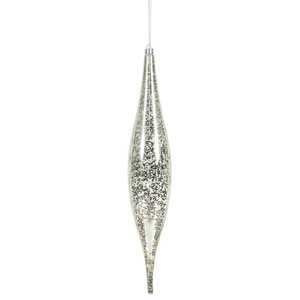 Vickerman N176607 - 13 inch Silver Drop Christmas Ornament - 2 Pack