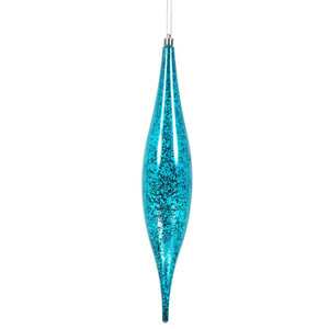 Vickerman N176612 - 13 inch Turquoise Shiny Teardrop Christmas Ornament - 2 Pack