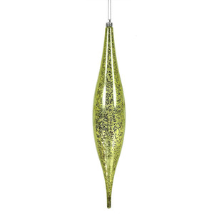 Vickerman N176673 - 13 inch Lime Shiny Teardrop Christmas Ornament - 2 Pack
