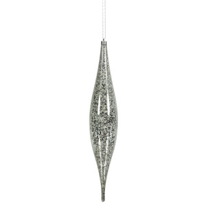 Vickerman N176687 - 13 inch Pewter Shiny Teardrop Christmas Ornament - 2 Pack