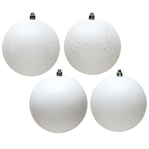 Vickerman N591211A - 4.75 inch White 4-Finish Ball Christmas Ornament - 4 Pack