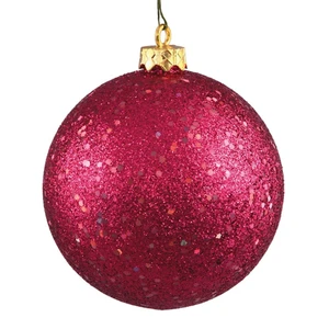 Vickerman N591219DQ - 4.75 inch Wine Sequin Ball Christmas Ornament - 4 Pack