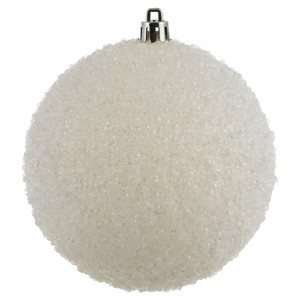 Vickerman N185611D - 4 inch White Glitter Ball Christmas Ornament - 6 Pack