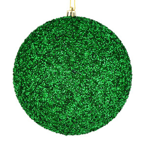  Vickerman N185704D 4.75" Green Beaded Ball Drilled 6/Bag 
